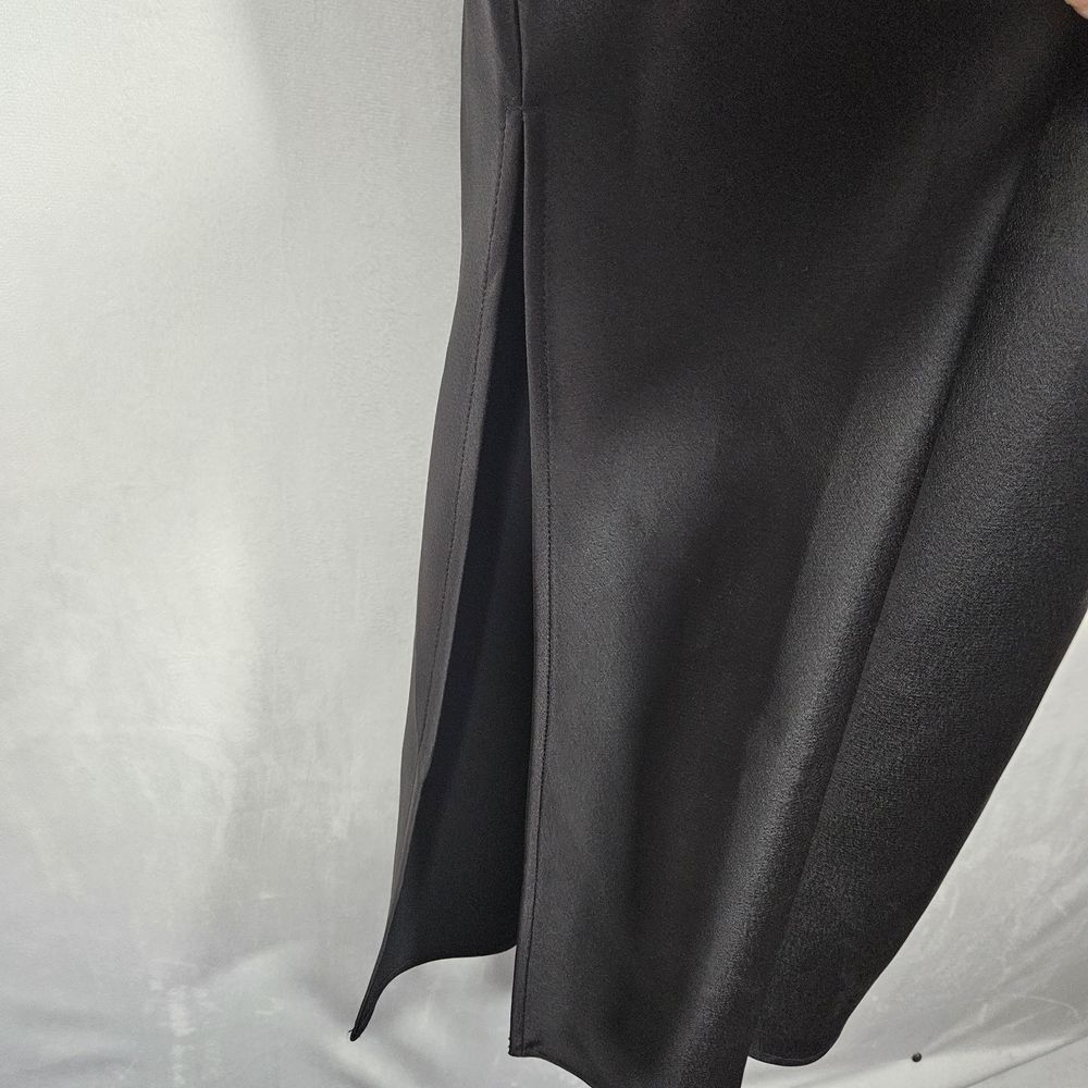 Anthropologie BHLDN Dress 8 Cali Satin Black Midi Slip Strappy Bridesmaid Prom - Picture 11 of 16